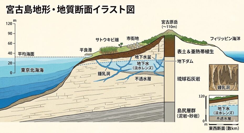 宮古島地形と断面図